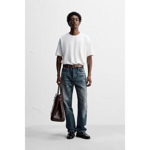 Zara ORIGINS Mens Straight Jeans Ankle Denim Blue EU 44 US 34 3991/456 NWT